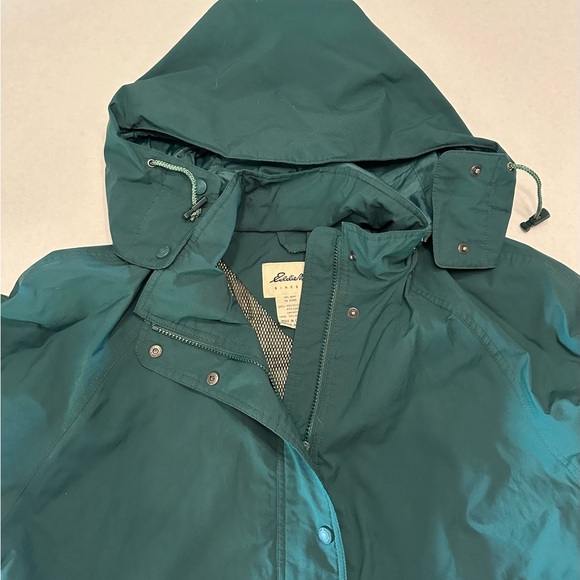 Eddie Bauer Jacket Hunter Green Hooded Full Zipper Cinch Hood Waist Hem Medium - Picture 5 of 9